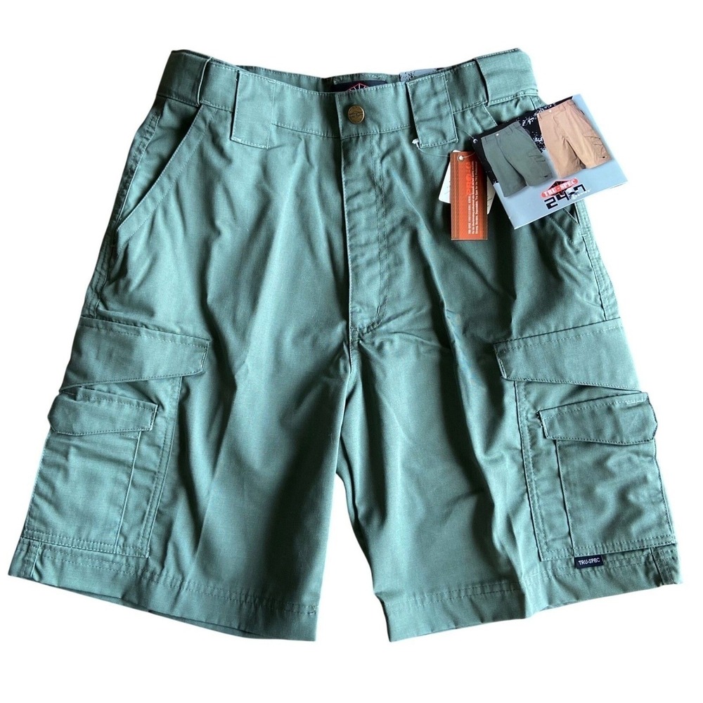 TRU-SPEC Cargo Shorts Mens 30 Poly/Cotton Green Tactical 24-7 Series Ripstop